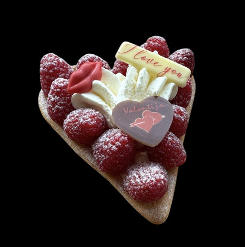 Afbeelding van Moederdag hart vlaaitje met frambozen